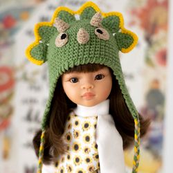 Dinosaur hat for 13 inch dolls Paola Reina, Meadowdolls Dumplings, Siblies, Little Darling, doll outfit for Halloween