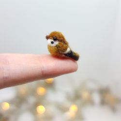 Tiny needle felted sparrow, miniature bird
