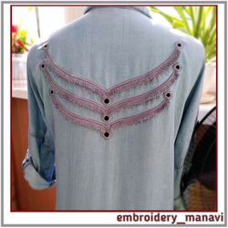 Machine Embroidery Design Cutwork Wings with Fringe