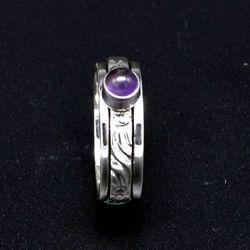 Amethyst 925 Silver Fidget Spinner Ring, Tarnish Free Ring