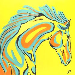 horse painting animal original art horse portrait oil painting abstract horse art by artroom22