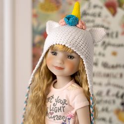 unicorn hat with ears for doll ruby red fashion friends doll 14.5 inch, rrff halloween costume, ruby red doll clothes