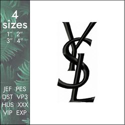 YSL Embroidery Design, fashion logo designs, 4 sizes