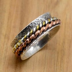 Anxiety Spinner 925 Silver Women Handmade Ring Jewelry