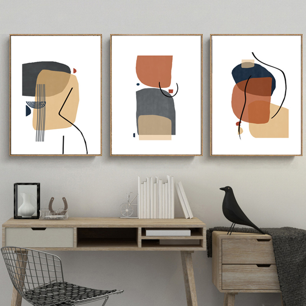 Woman abstract posters of 3 on the wall, easy to download 3