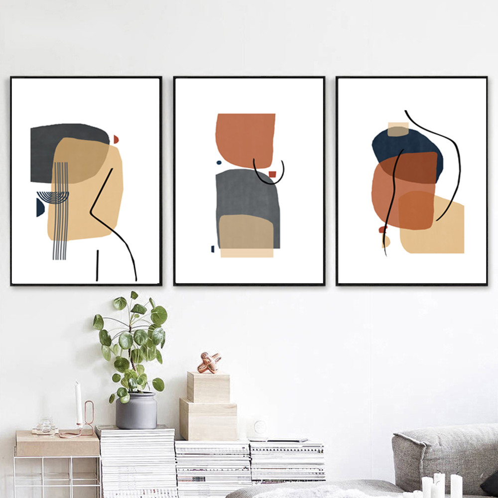 Woman abstract posters of 3 on the wall, easy to download 3