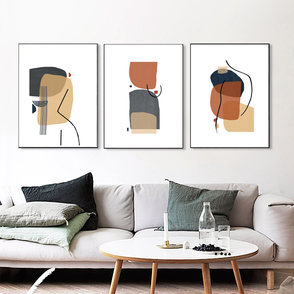 Woman abstract posters of 3 on the wall, easy to download