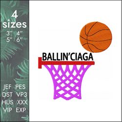 Ballinciaga Embroidery Design, fashion logo Balenciaga, 4 sizes