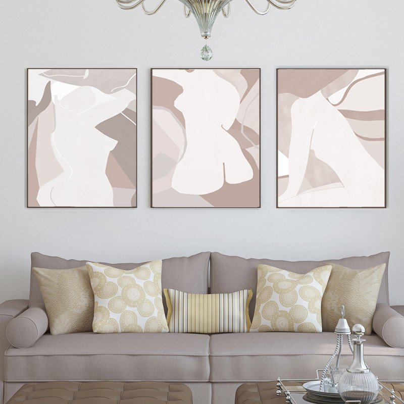 Woman abstract posters of 3 on the wall, easy to download