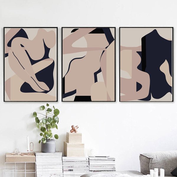 Woman abstract posters of 3 on the wall, easy to download 4