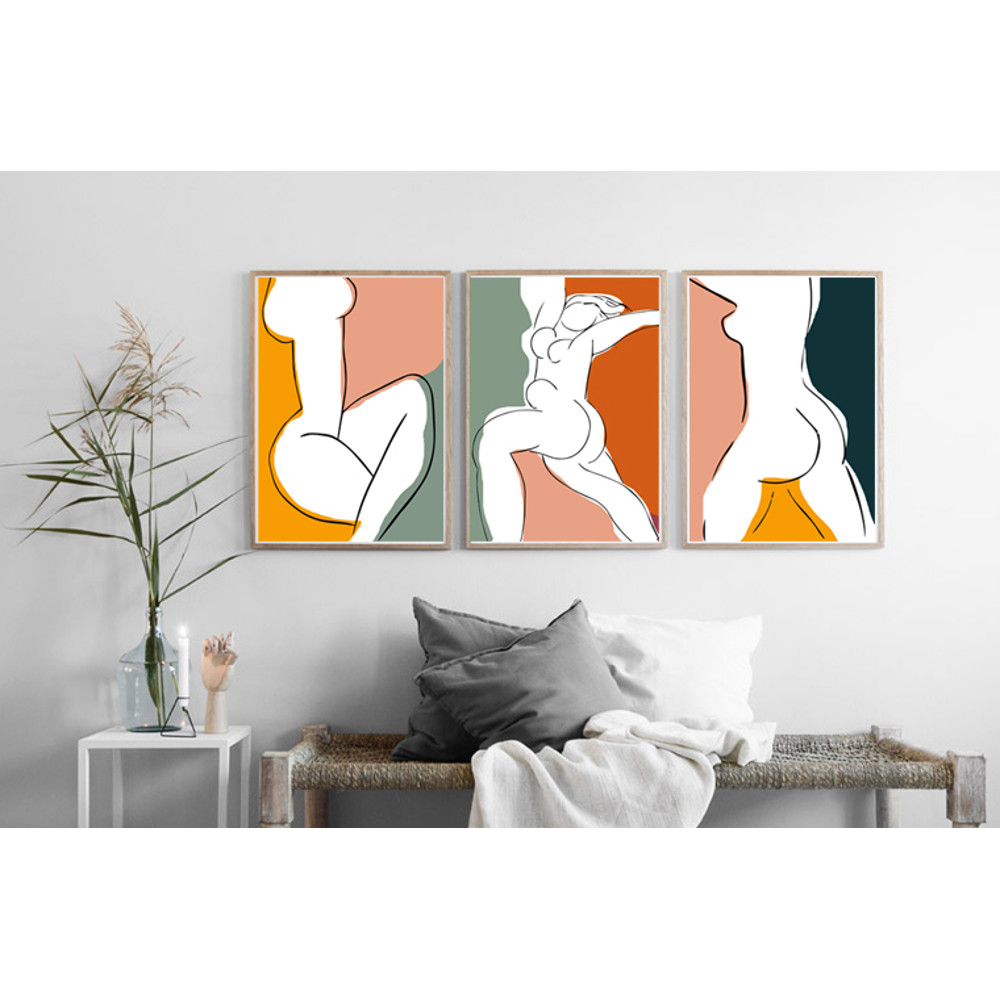 Woman abstract posters of 3 on the wall, easy to download