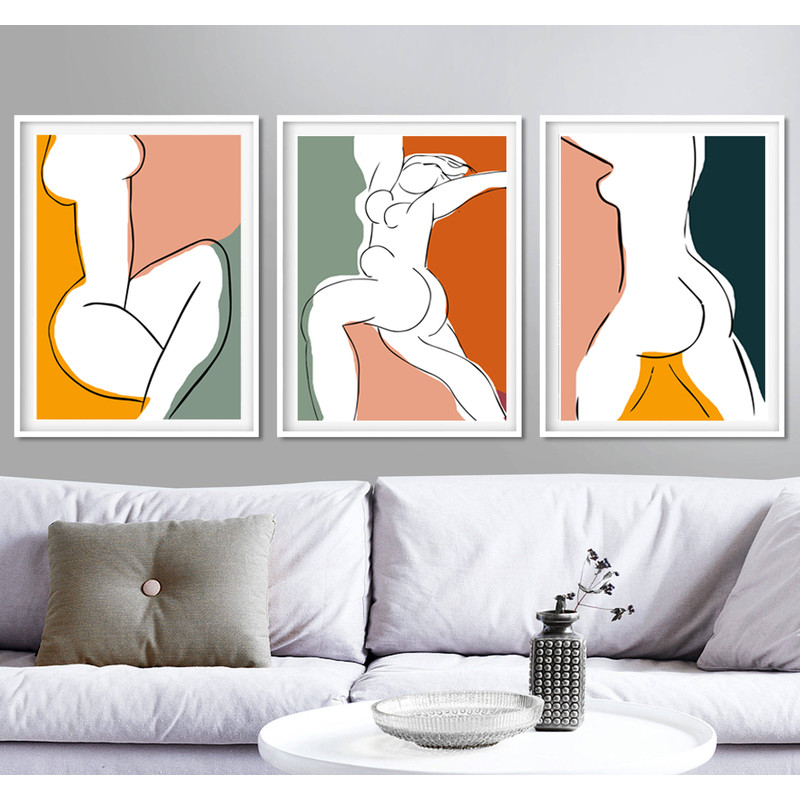 Woman abstract posters of 3 on the wall, easy to download 5