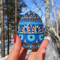 Blue painted egg, Easter egg, Easter favor, Easter centerpiece, Painted easter egg, Decorative egg, Easter egg rocks