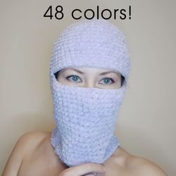 48 colors! Fluffy balaclava face mask Crochet balaclava velvet Balaclava hand knit Trendy balaclava for teens