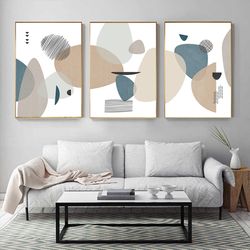 geometric poster abstract artwork prints set of 3 living room decor large modern art instant download gray wall art