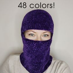 Crochet balaclava 48 colors! Fluffy balaclava face mask Plush balaclava hand knit Trendy balaclava for teens