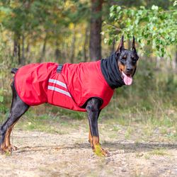 doberman winter red coat winter jacket custom waterproof coat for dogs handmade winter clothes dog clothing fleece neck