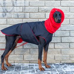 Black Doberman Winter Coat Winter Jacket Custom Waterproof Coat for Dogs Handmade Winter Clothe Dog Clothing Fleece Neck