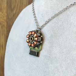 Cyberpunk necklace Recycled electronics necklace Tech geek necklace Gift for cyberpunk girlfriend