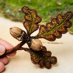 brooch sprig of acorns, autumn brooch