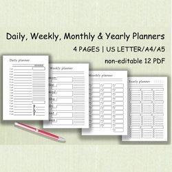 2023 planner 2023 Daily Weekly Monthly Yearly Planner Printable Planner Pages Planner 2023-2024 2023 planner template