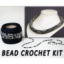 diy jewelry kit crochet necklace bead, bead crochet rope necklace kit, necklace making kit, diy kit beaded necklace
