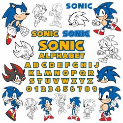 gamer svg bundle sonic digital the hedgehog vector font alphabet png video game gift pdf eps design clipart circut files