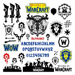 gamer svg bundle warcraft digital world vector wow font alphabet png video gamer gift pdf eps design clipart circut file