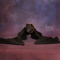 Black flying fox bat realistic poseable art doll