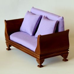 miniature dollhouse couch, 1:8 scale sofa for lati yellow, 1/12 bed for lati white. wooden diorama furniture, tiny bjd p