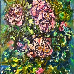 Flowers Peonies Painting Art Magic Abstract Oil Impasto Artist Svinar Oksana