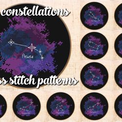12 Constellations Cross stitch pattern Modern cross stitch Star sign cross stitch Celestial Zodiac cross stitch