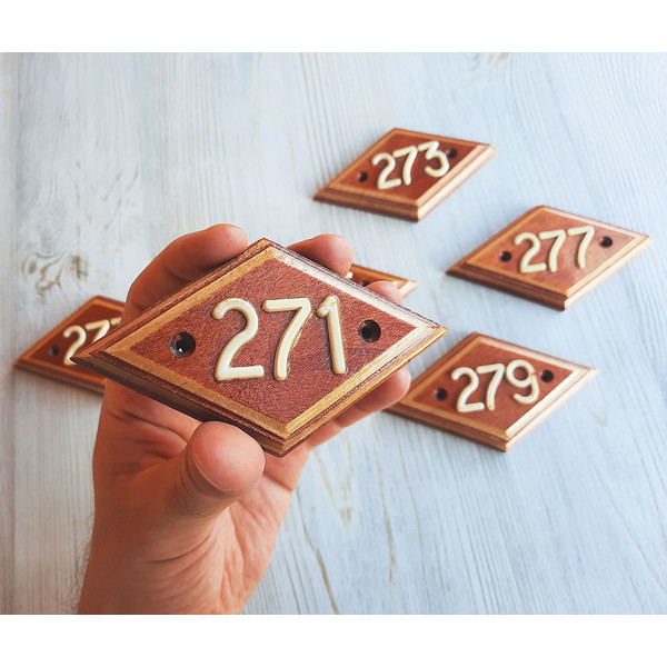 271 address wooden number plate