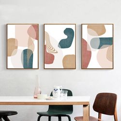 wall art abstract modern art downloadable prints set of 3 shapes poster living room decor large poster abstract pictures
