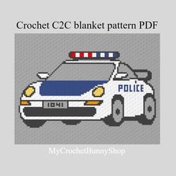 Crochet C2C Police car graphgan blanket pattern PDF Download
