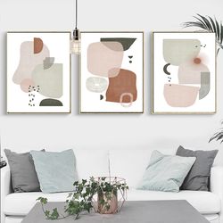 Scandinavian Modern Abstract Poster Set of 3 Prints Large Wall Art Digital Download Home Decor Abstract Pictures