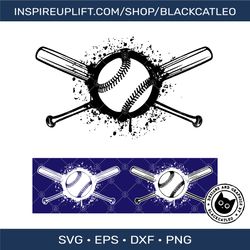 Baseball ball on crossed bats svg png eps dxf clipart
