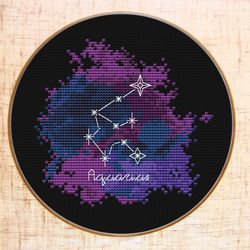 Aquarius Cross stitch pattern Modern cross stitch Constellation Zodiac cross stitch Galaxy Horoscope cross stitch