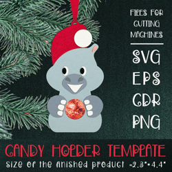 Hippopotamus Christmas Ornament | Candy Holder Template