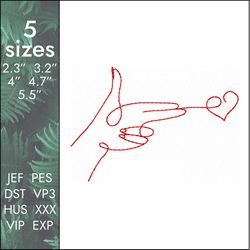 love gun embroidery design, one line amorous designs, heart, like, valentine, 5 sizes, instant download