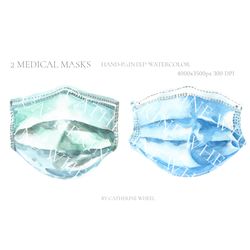 Watercolor Medical Mask Illustration