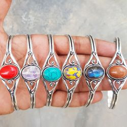 Wholesale Lot For Bulk Sale, Assorted Crystal Handmade Adjustable Bangle Bracelet Jewelry, Assorted Adjustable Bangle
