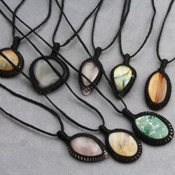 Assorted Gemstone Macrame Pendant Necklace, Designer pendant for women & men, mix pendant necklace Wholesale pendant