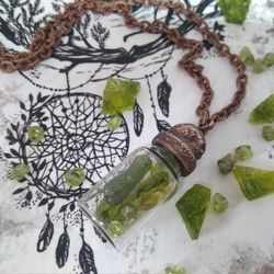 Moldavite bottle necklace