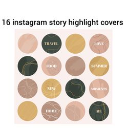 Boho instagram highlight story cover. Stylish social media icons