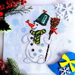 CHRISTMAS SNOWMAN cross stitch pattern PDF by CrossStitchingForFun Instant download, Winter cross stitch pattern PDF