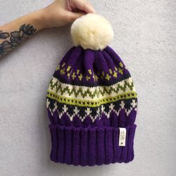 Warm winter bright handmade womens hat