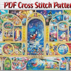 Disney Cross Stitch Pattern / Mickey Mouse Cross Stitch Pattern / Stained Glass Cross Stitch Pattern / Large PDF Chart