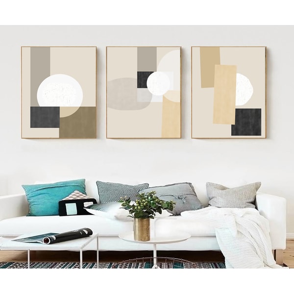 Geometric Print Three Wall Art Abstract Set of 3 Posters Liv | Inspire ...