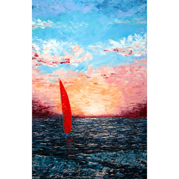 yacht-sailboat-sea-painting-interior-red-boat-expressionism-Oil-painting-Fine-Art-Modern-Paintings-sunset-MikePhil-sea-oil-painting-12.jpg